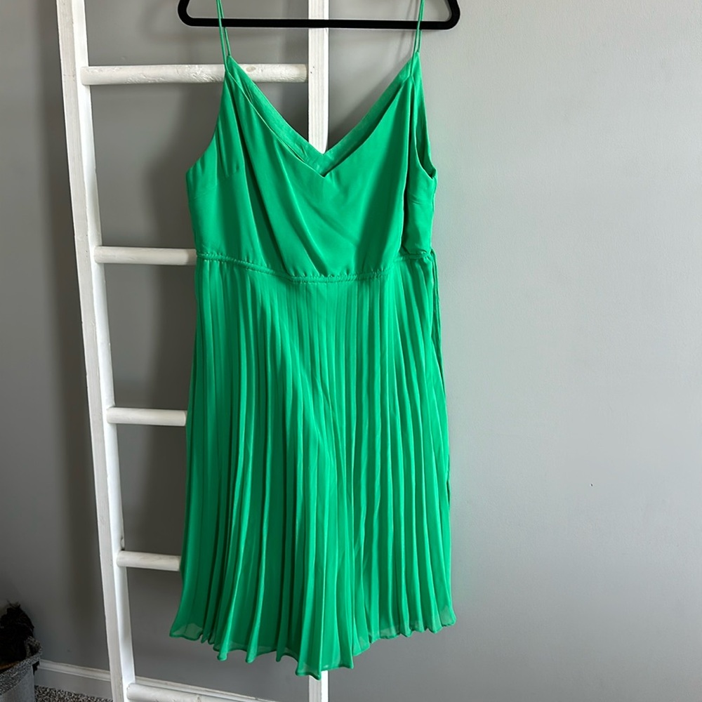 ASOS Design Green Pleated Dress